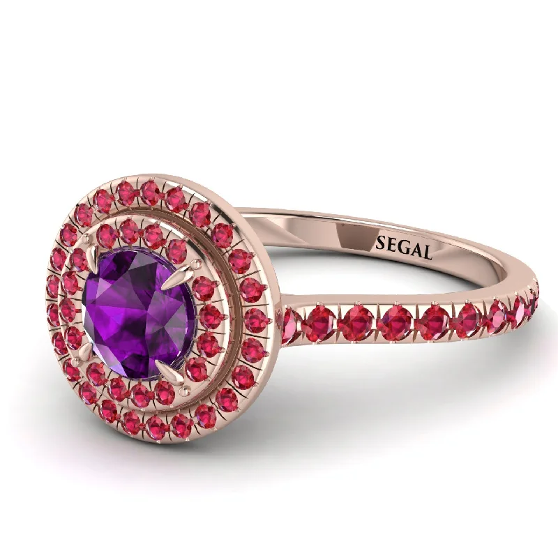 Double Halo Amethyst Ring - Zoey No. 311