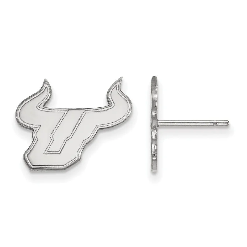 Edgy Silver Earrings-10k White Gold Univ. of South Florida Small Post Earrings