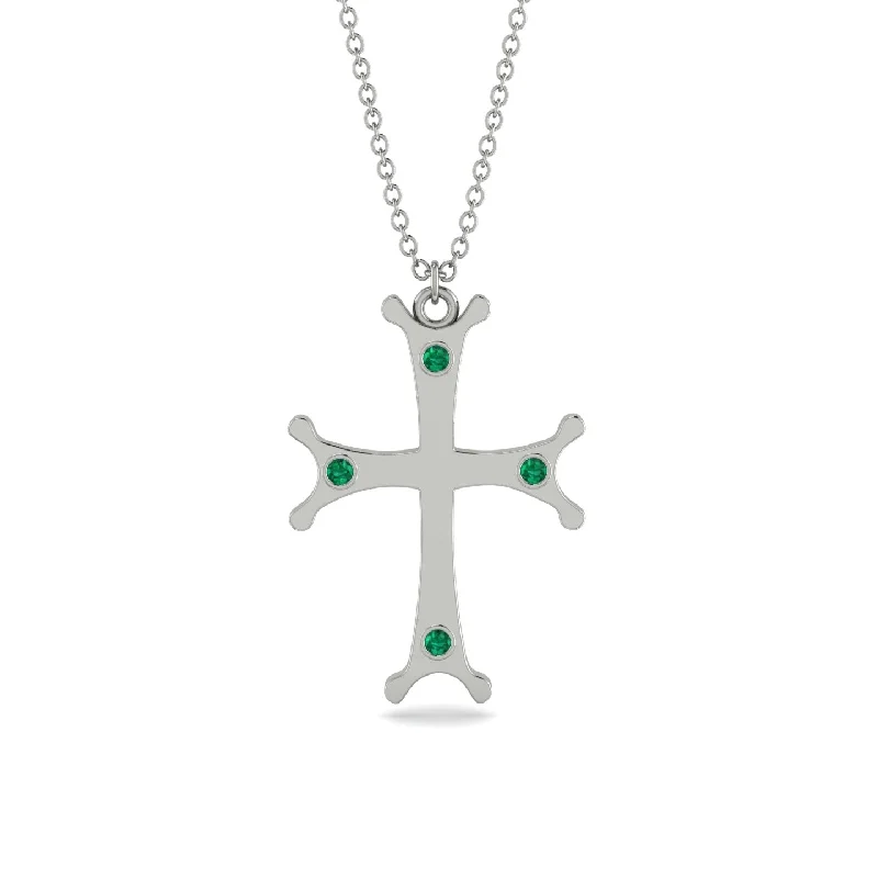 Heart Shaped Necklace-Vintage Emerald Christian Cross Necklace - Peter No. 6