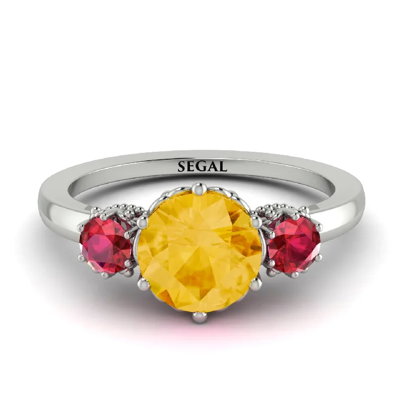 Classic 3 Stone Citrine Engagement Ring - Sofia No. 612