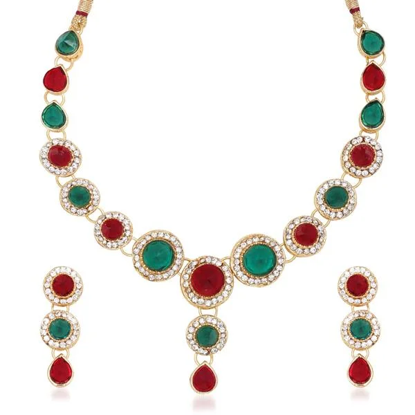 Unique Charm Necklace-Kriaa Austrian Stone Gold Plated Necklace Set