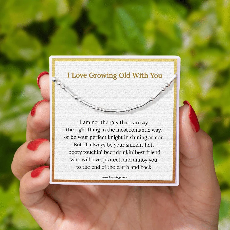 Elegant Pearl Drop Necklace-I Love Growing Old With You Morse Code Necklace