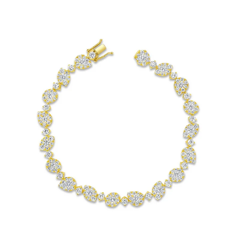 Sparkling Tennis Bracelets-Uneek Bouquet Collection Cluster Link Bracelet