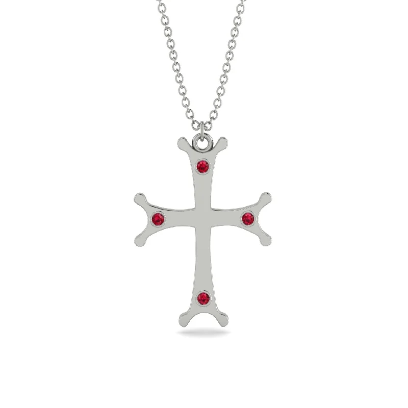 Double Layer Necklace-Vintage Ruby Christian Cross Necklace - Peter No. 12