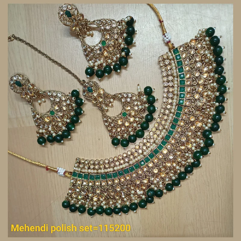 Modern Designer Necklace-Padmawati Bangles Gold Plated Crystal Stone Necklace Set