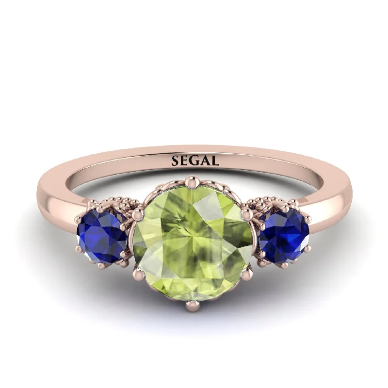 Classic 3 Stone Peridot Engagement Ring - Sofia No. 714