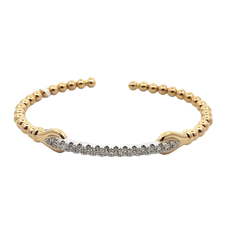 Personalized Charm Bangles Set-14K White & Yellow Gold Bujukan Diamond Split Bangle Bracelet