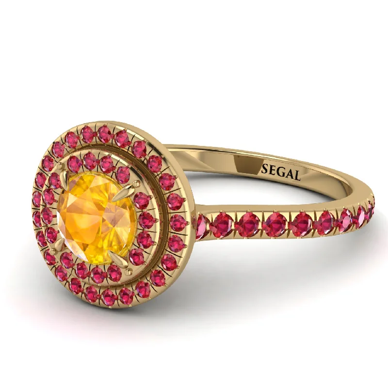 Double Halo Yellow Diamond Ring - Zoey No. 1010