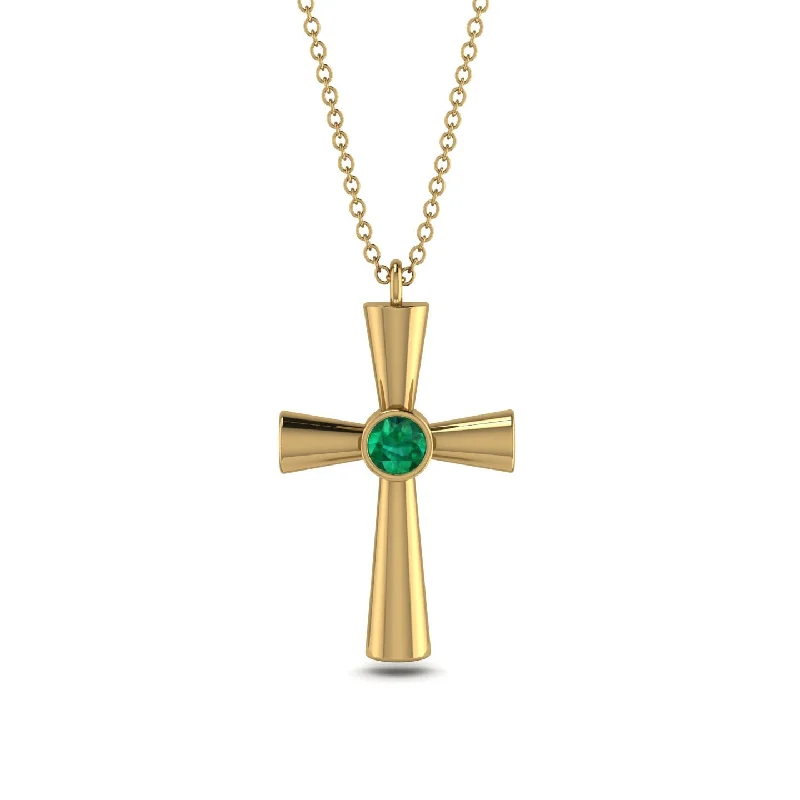 Choker Necklace for Women-Minimalist Emerald Cross Necklace - Philip No. 4