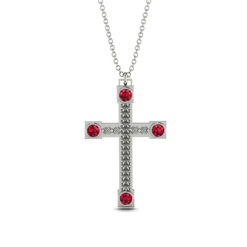 Black Diamond Necklace-Vintage Ruby Cross Necklace - Julian No. 12