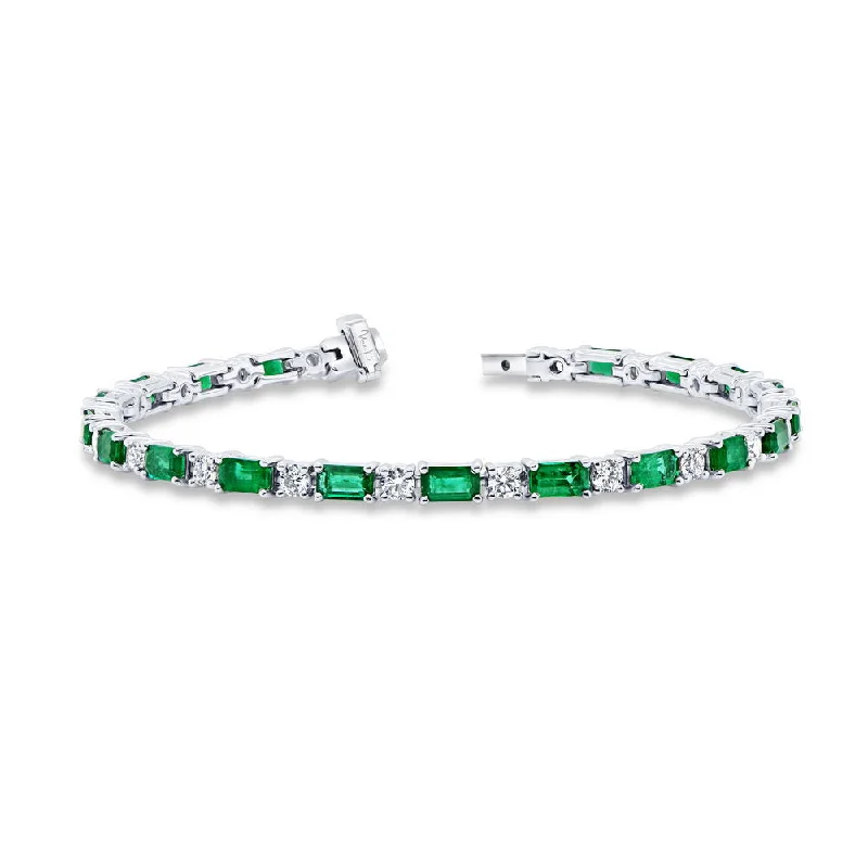 Double Strand Bracelets-Uneek Precious Collection Emerald Cut Emerald Link Bracelet