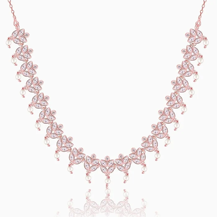 Custom Diamond Necklace-Rose Gold Gleam of Glamour Necklace