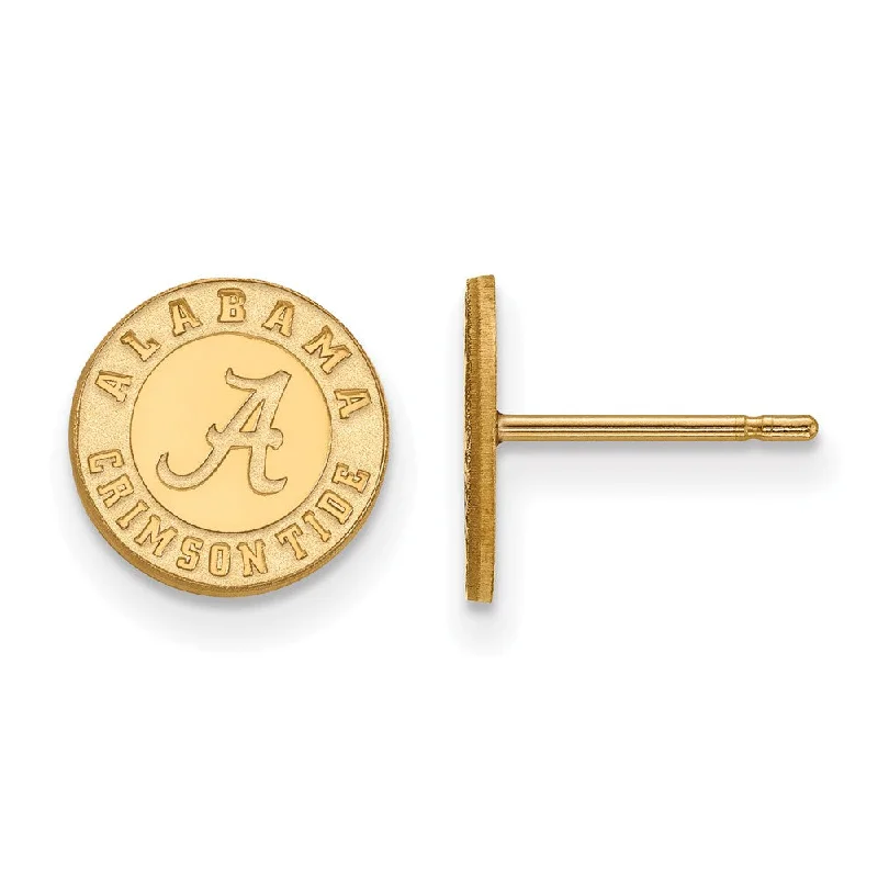 Silver Hoop Earrings-14k Yellow Gold University of Alabama XS (Tiny) Post Earrings