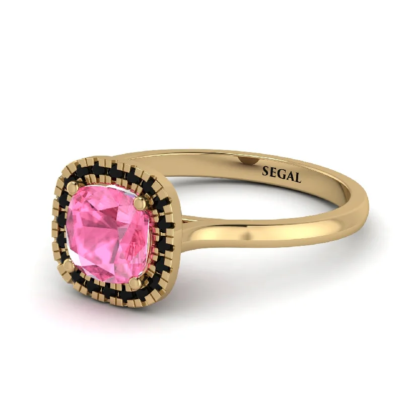 Vintage Classic Halo Cushion Pink Moissanite Ring - Skylar No. 807