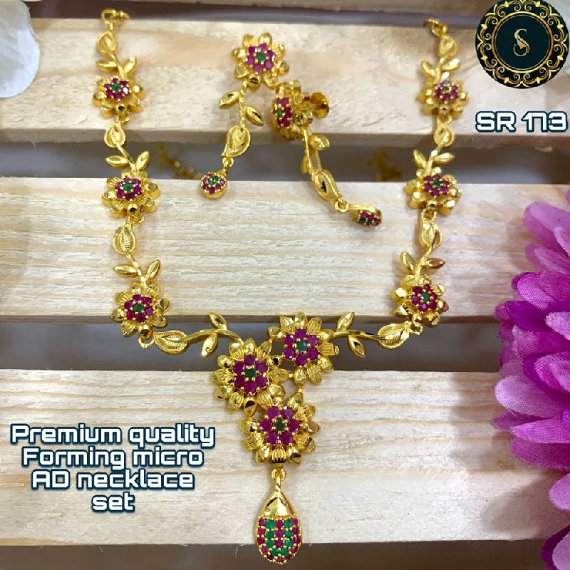 Chunky Chain Necklace-Siara Collections Forming Gold Pota Stone Necklace Set