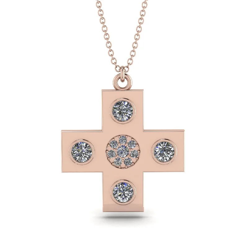 Elegant Gold Necklace-Equilateral Diamond Cross Necklace - Jayce No. 2