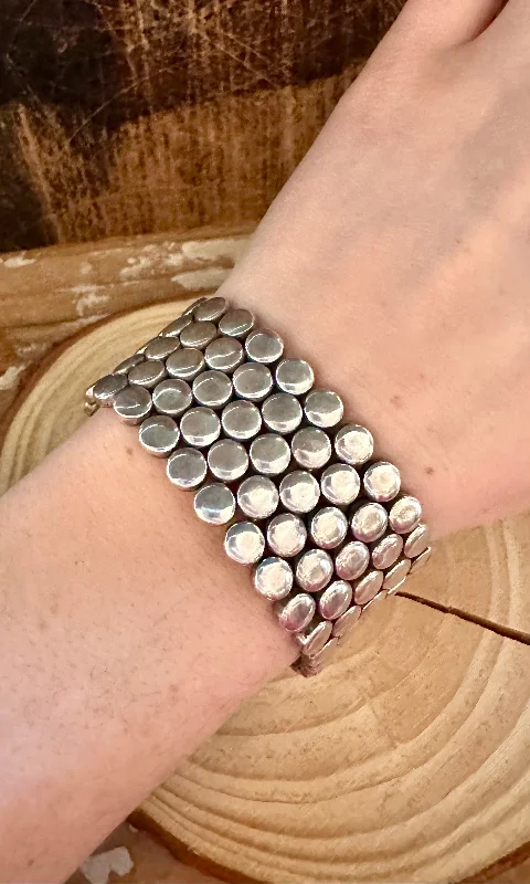 Stackable Bangles Bracelets-VINTAGE SILVER Mesh 1940s BRACELET