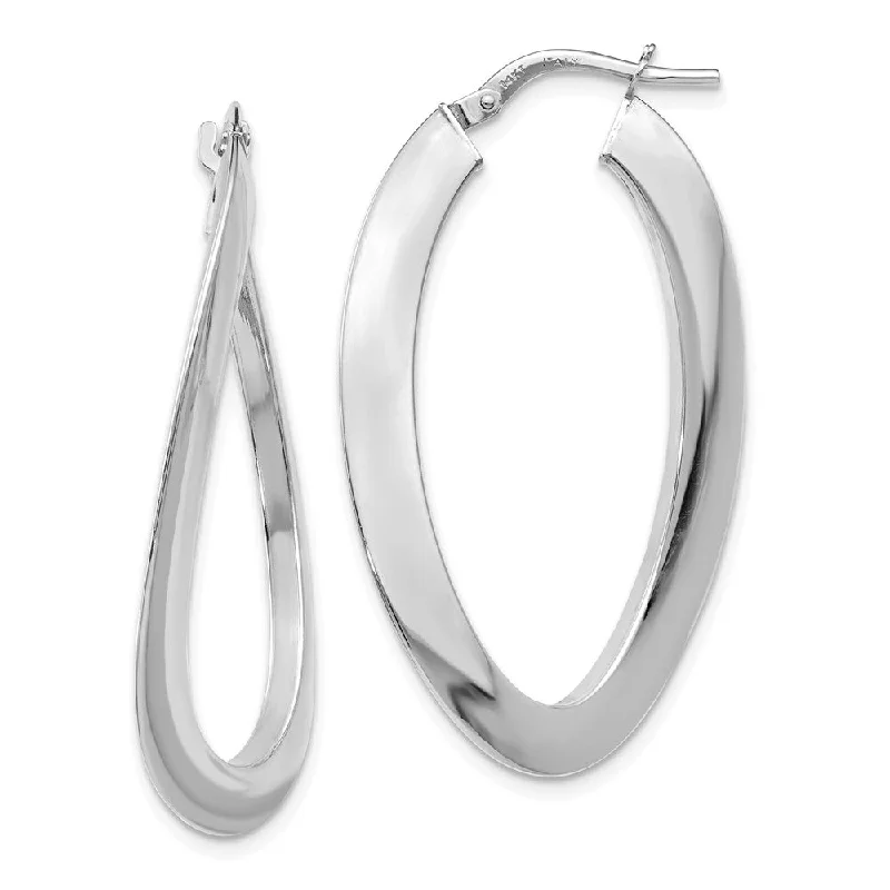 Custom Gemstone Earrings-2mm Bent Oval Hoop Earrings in 14k White Gold, 38mm (1 1/2 Inch)