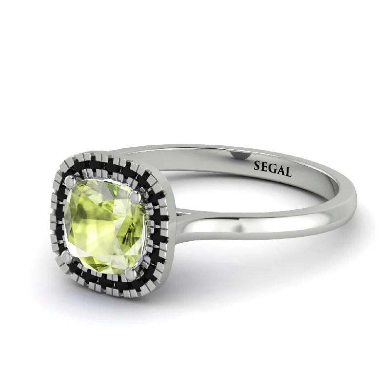 Vintage Classic Halo Cushion Peridot Ring - Skylar No. 709