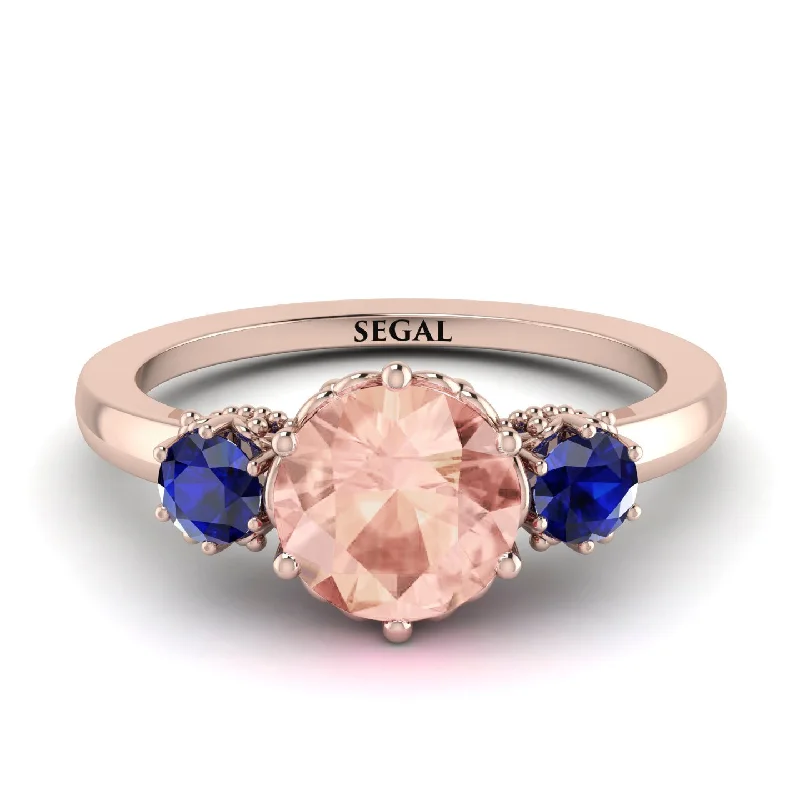 Classic 3 Stone Morganite Engagement Ring - Sofia No. 914