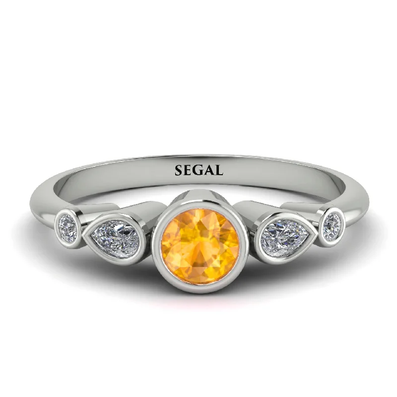 Bezel Symmetrical Yellow Diamond Ring - Ivy No. 1003