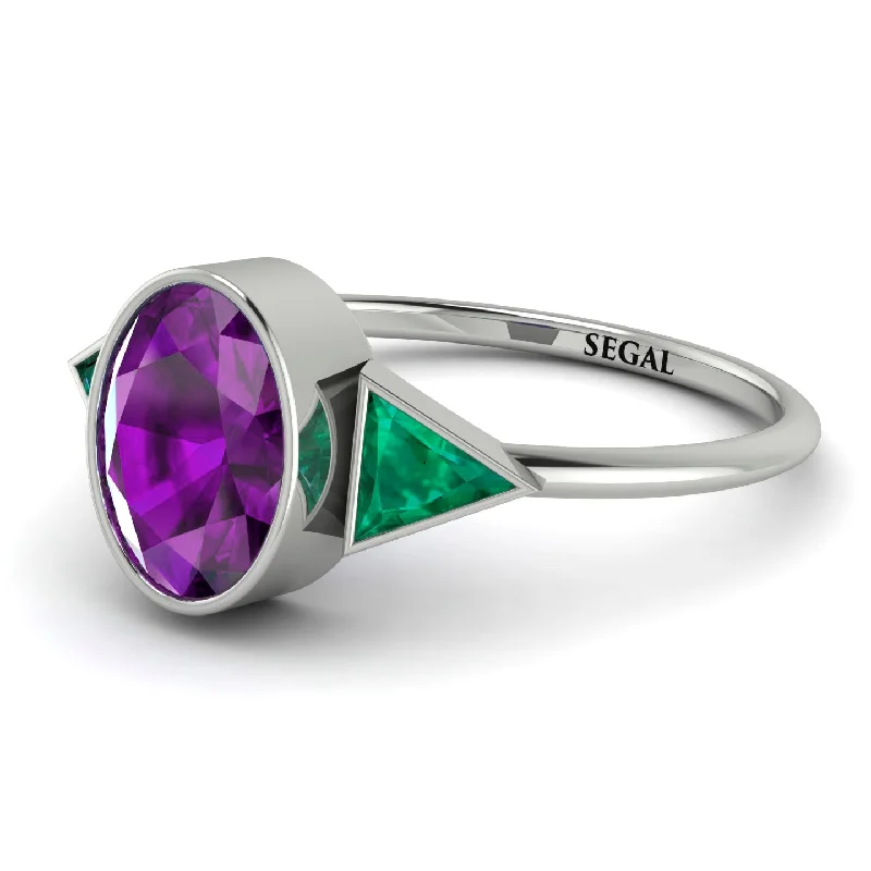 Geometrical Bezel Amethyst Ring - Trinity No. 306