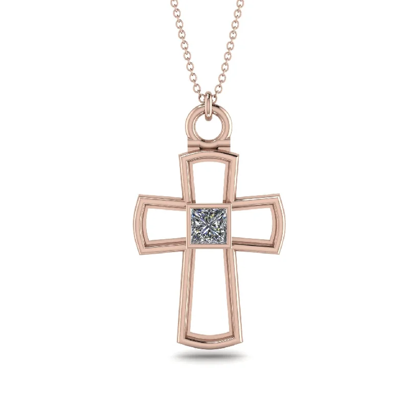 Name Necklace for Mom-Minimalist Empty Diamond Cross Necklace - Cameron No. 2