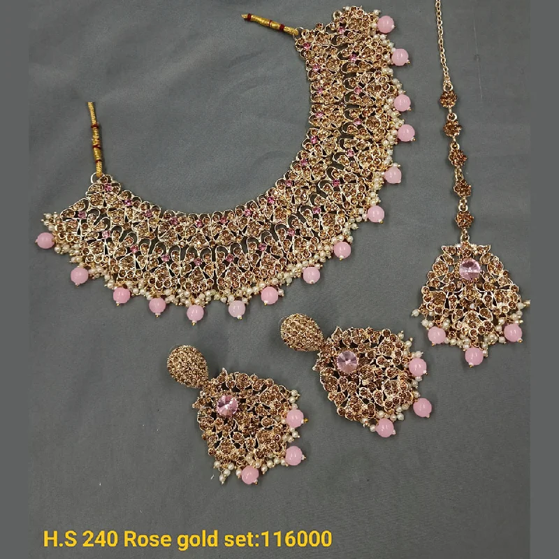 Heart Shaped Necklace-Padmawati Bangles Gold Plated Austrian Stone & Beads Necklace Set