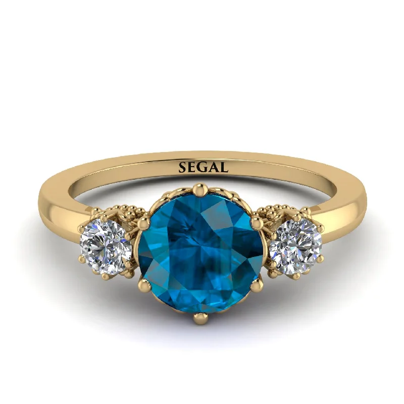 Classic 3 Stone Blue Topaz Engagement Ring - Sofia No. 501