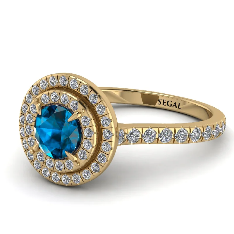 Double Halo Blue Topaz Ring - Zoey No. 501