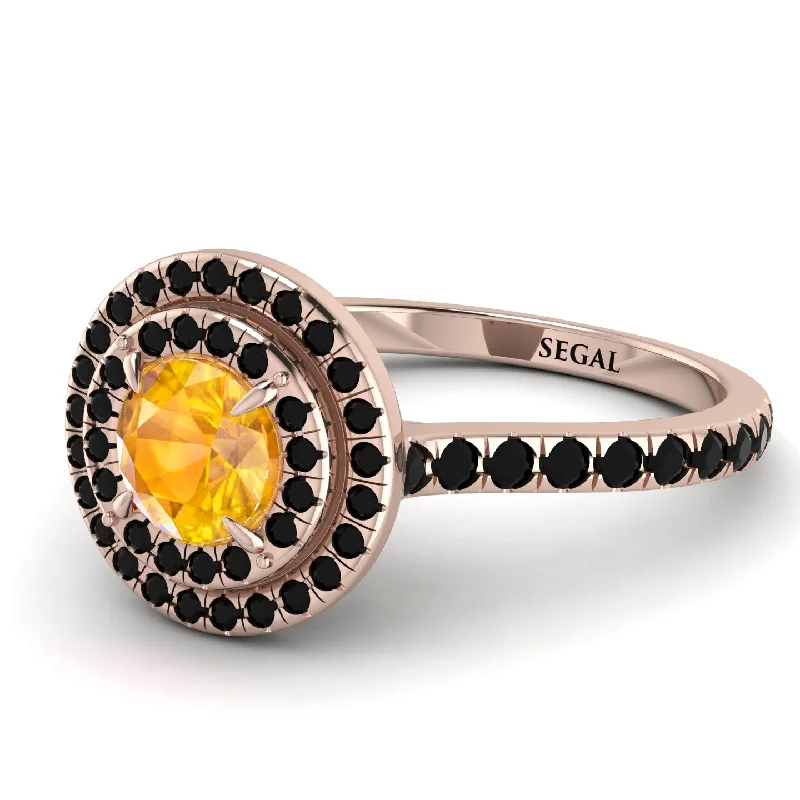 Double Halo Yellow Diamond Ring - Zoey No. 1008