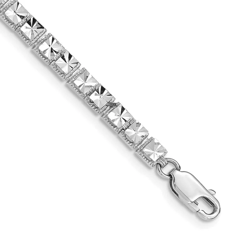 Designer Cuff Bracelets-14K White Gold Diamond-Cut Bracelet