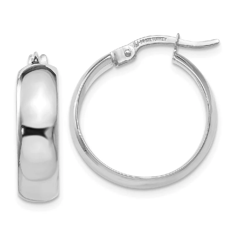 Custom Design Earrings-4.5mm Polished Round Hoop Earrings 10k White Gold, 18mm (11/16 Inch)