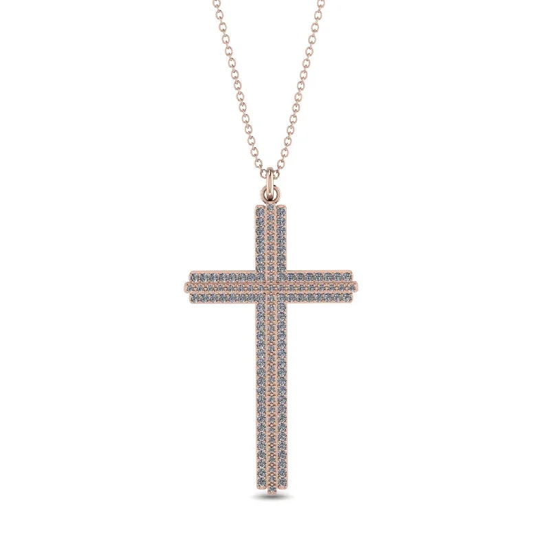 Gold Heart Necklace-Minimalist Diamond Cross Necklace - Aaron No. 2