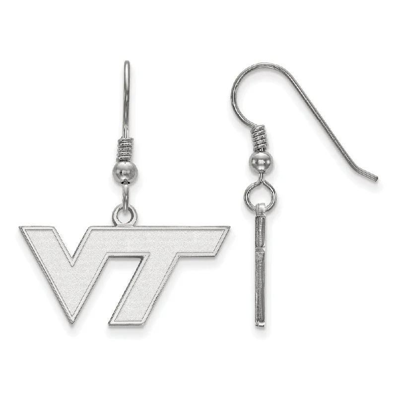 Bold Fashion Earrings-Sterling Silver Virginia Tech Small 'VT' Dangle Earrings