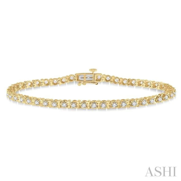 Unique Silver Bracelets-2 ctw Round Cut Diamond Tulip Bracelet in 14K Yellow Gold