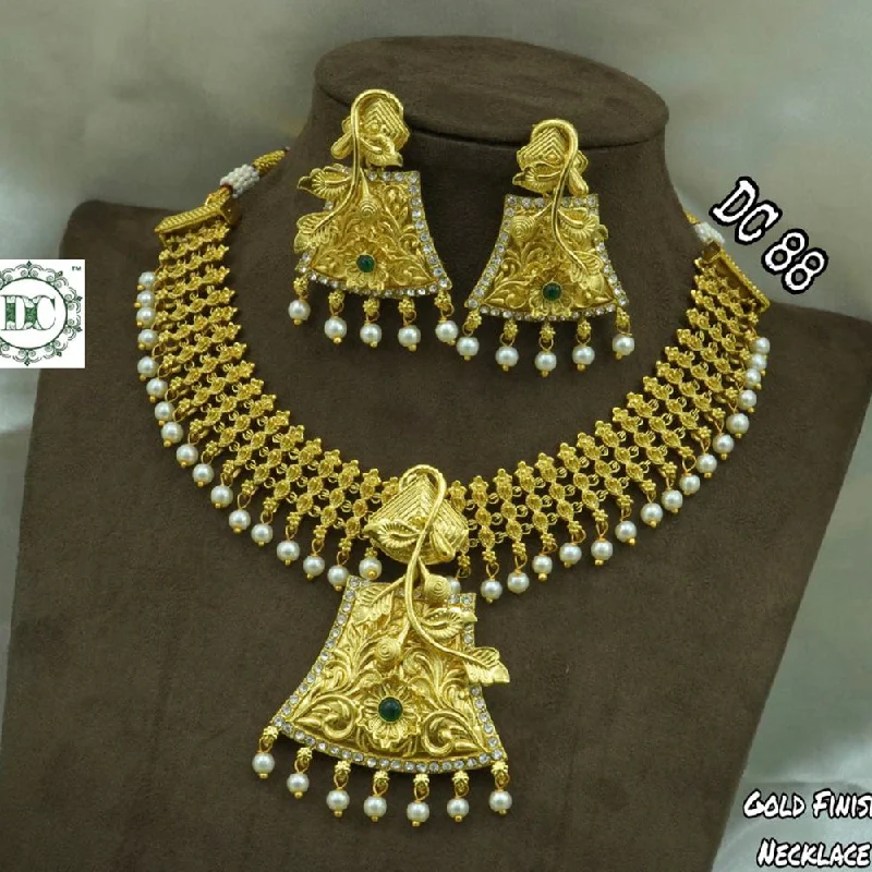 Simple Diamond Necklace-Diksha Collection Gold Plated Choker Necklace Set