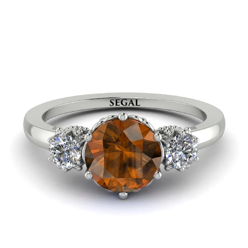 Classic 3 Stone Brown Diamond Engagement Ring - Sofia No. 1103