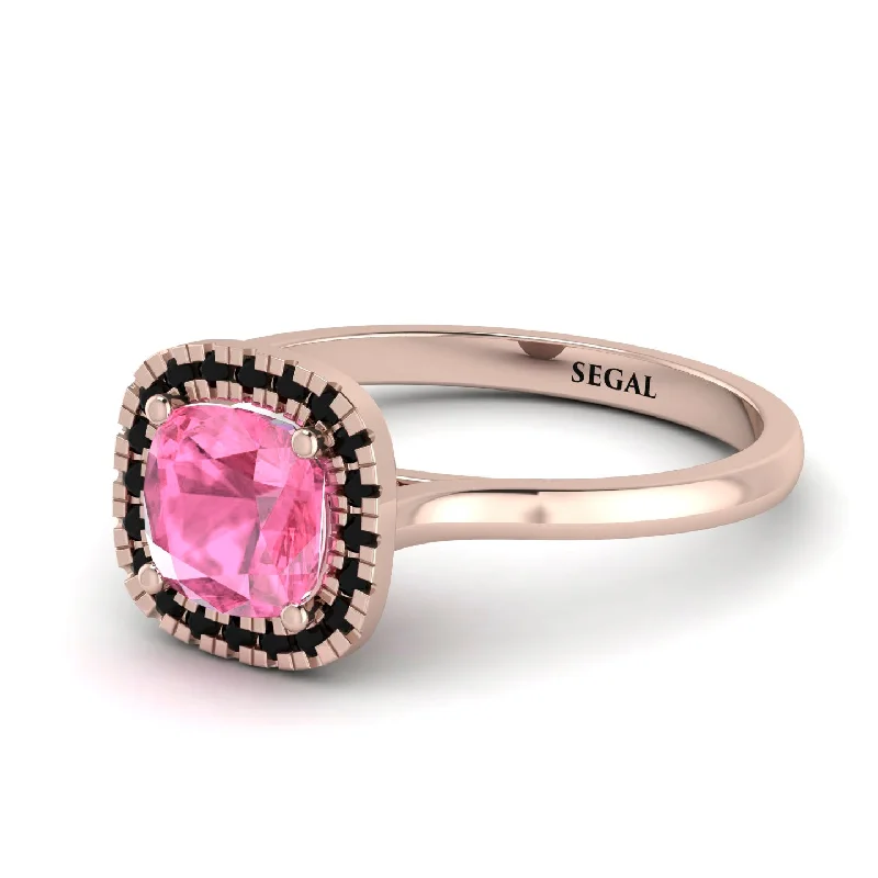 Vintage Classic Halo Cushion Pink Moissanite Ring - Skylar No. 808