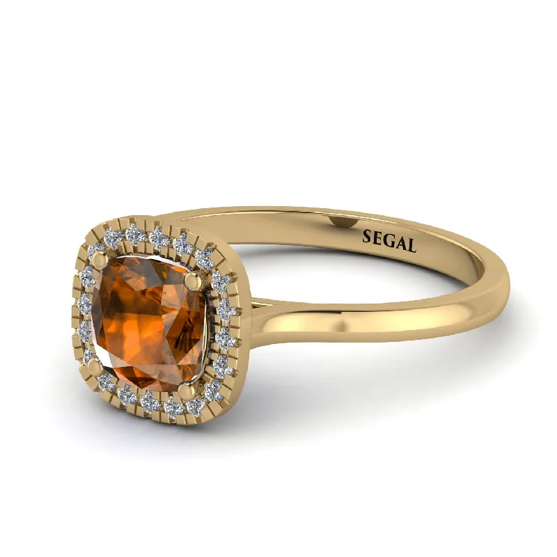 Vintage Classic Halo Cushion Brown Diamond Ring - Skylar No. 1101