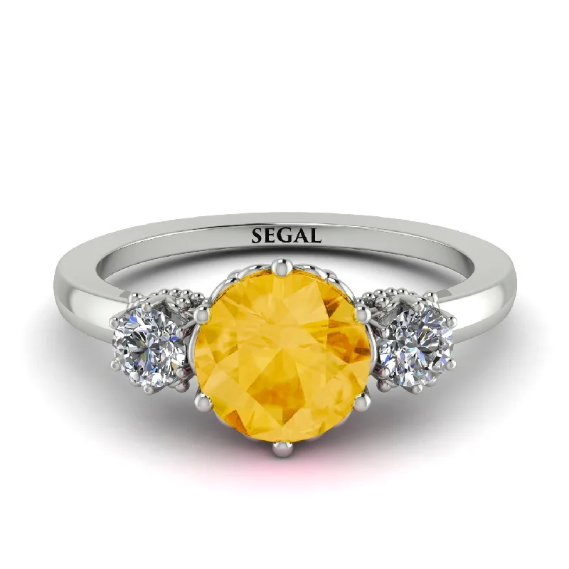 Classic 3 Stone Citrine Engagement Ring - Sofia No. 603