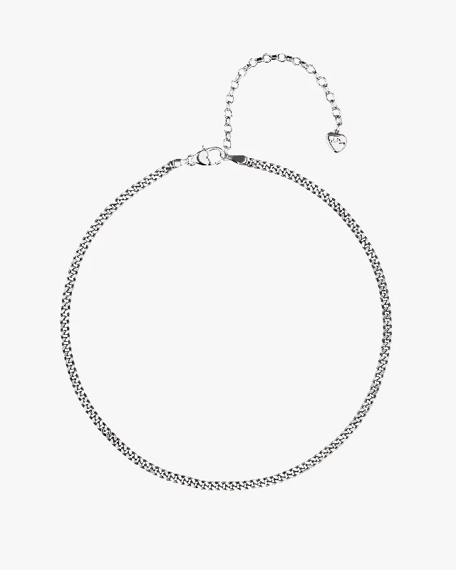 Gold Link Necklace-MINICUBAN NECKLACE SILVER