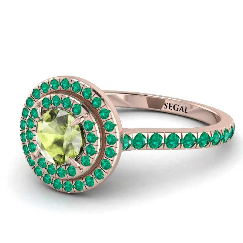 Double Halo Peridot Ring - Zoey No. 705