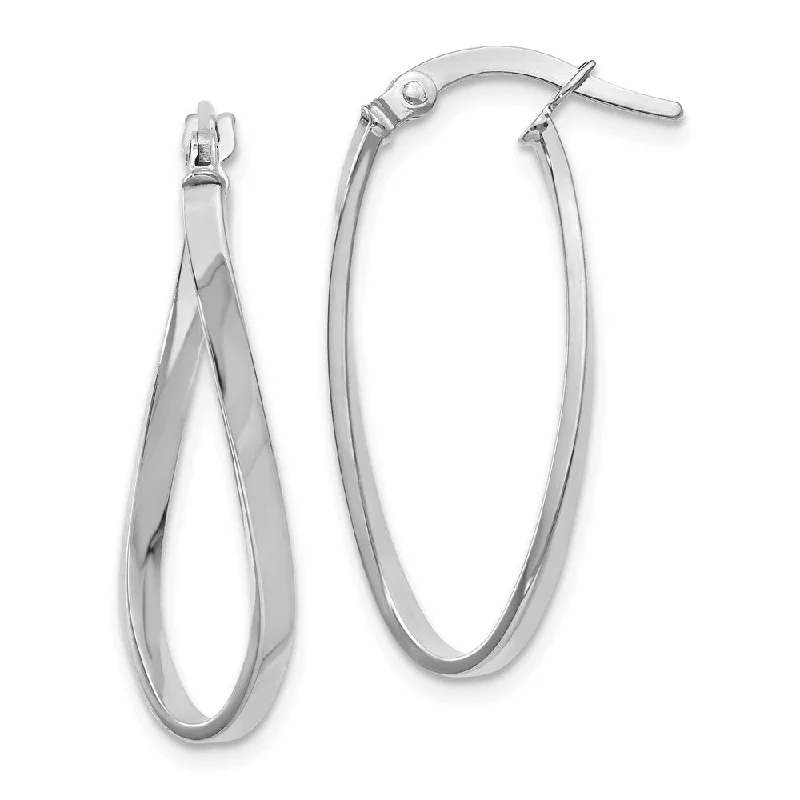 Fashionable Hoop Earrings-1.8mm Twisted Oval Hoop Earrings in 10k White Gold, 26mm (1 Inch)