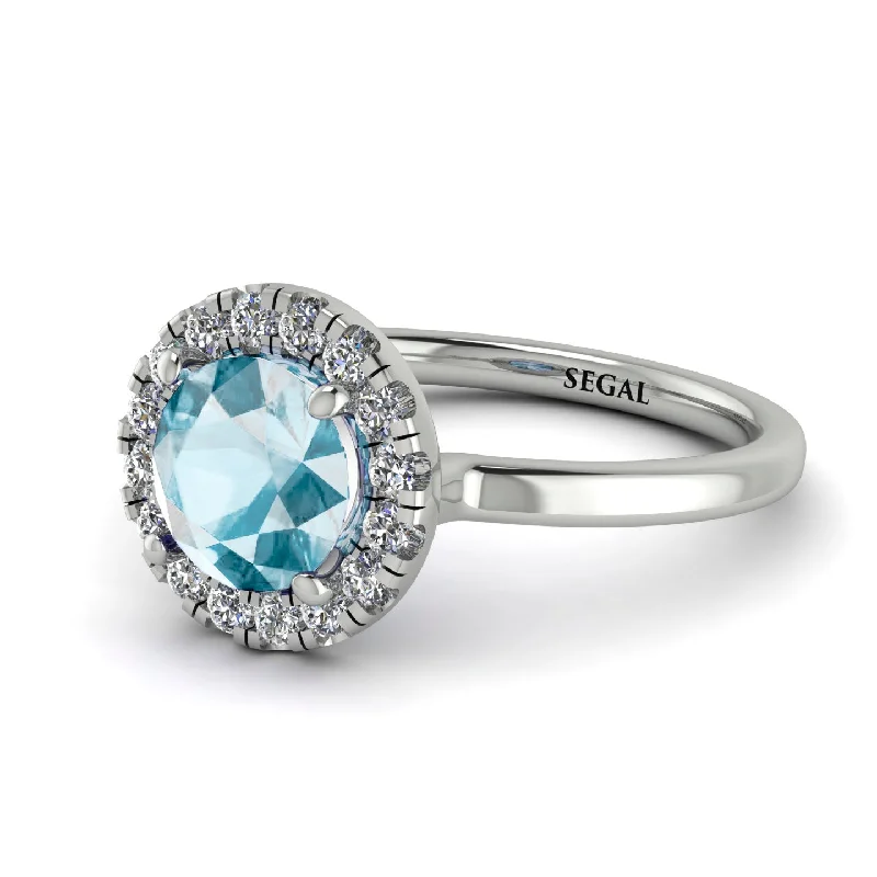 1ct Round Aquamarine Engagement Ring - Natalia No. 403