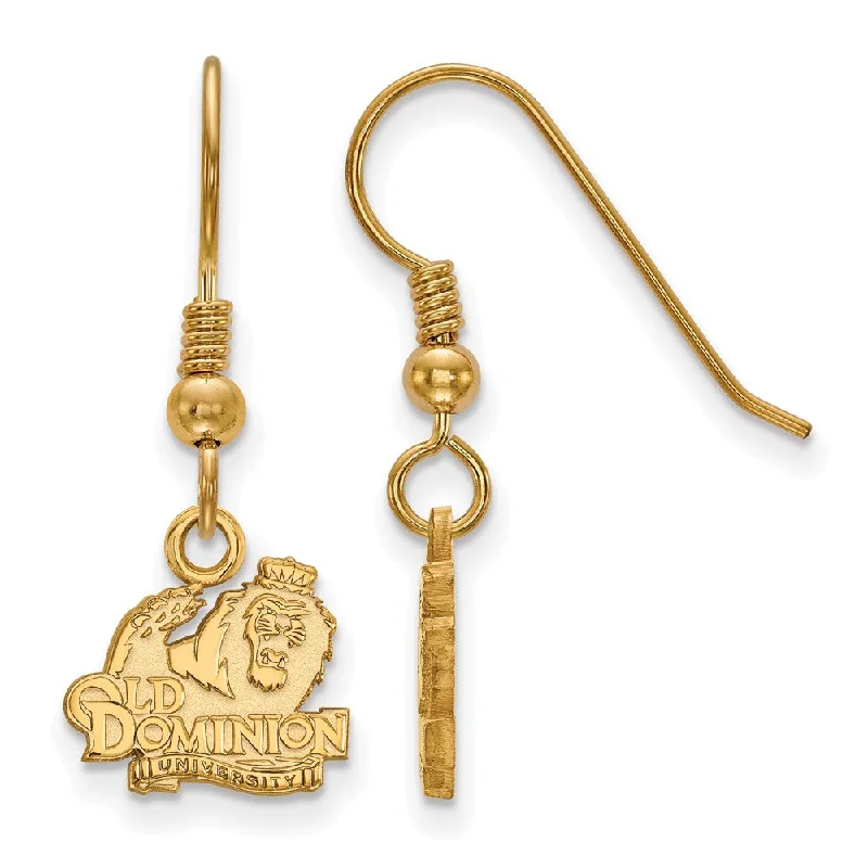 Cute Animal Earrings-14k Gold Plated Silver Old Dominion University XS Tiny Dangle Earrings