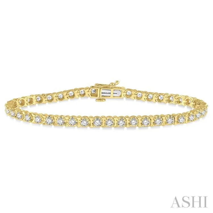 Luxury Silver Bracelets-3 ctw Round Cut Diamond Tulip Bracelet in 14K Yellow Gold