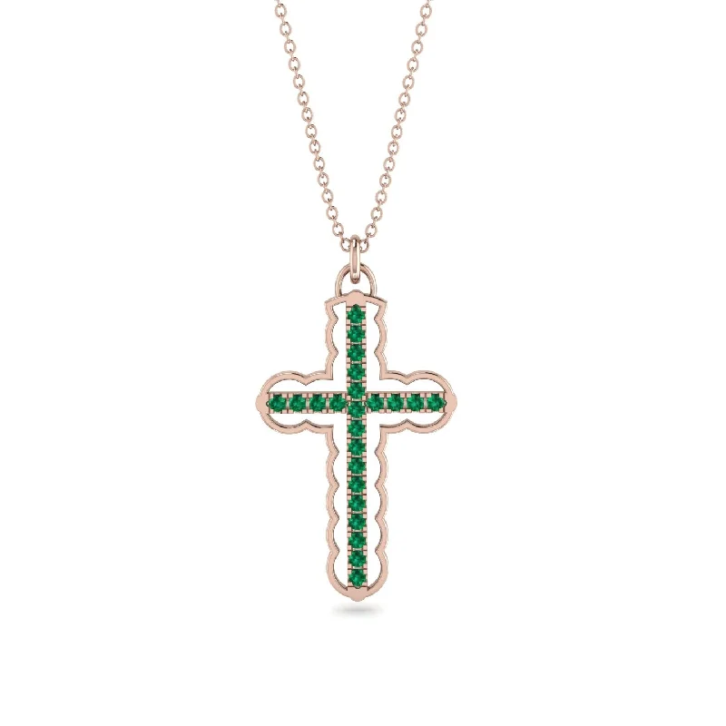 Gold Bangle Necklace-Emerald Cross Inside Cross Necklace - Raphael No. 5