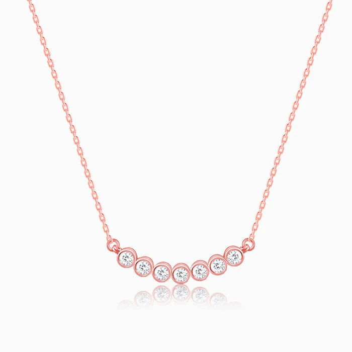 Long Statement Necklace-Rose Gold Sweet Love Necklace