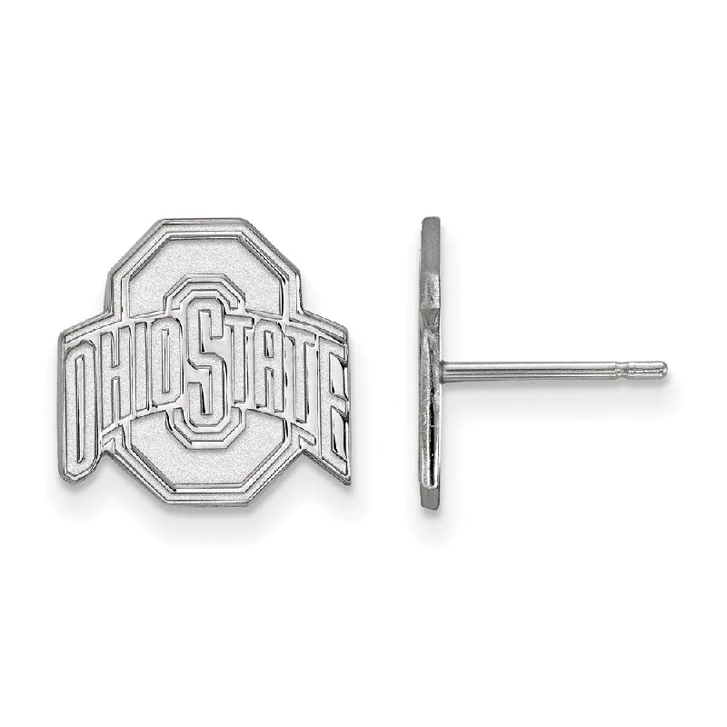 Black Diamond Earrings-10k White Gold Ohio State University Small Post Earrings